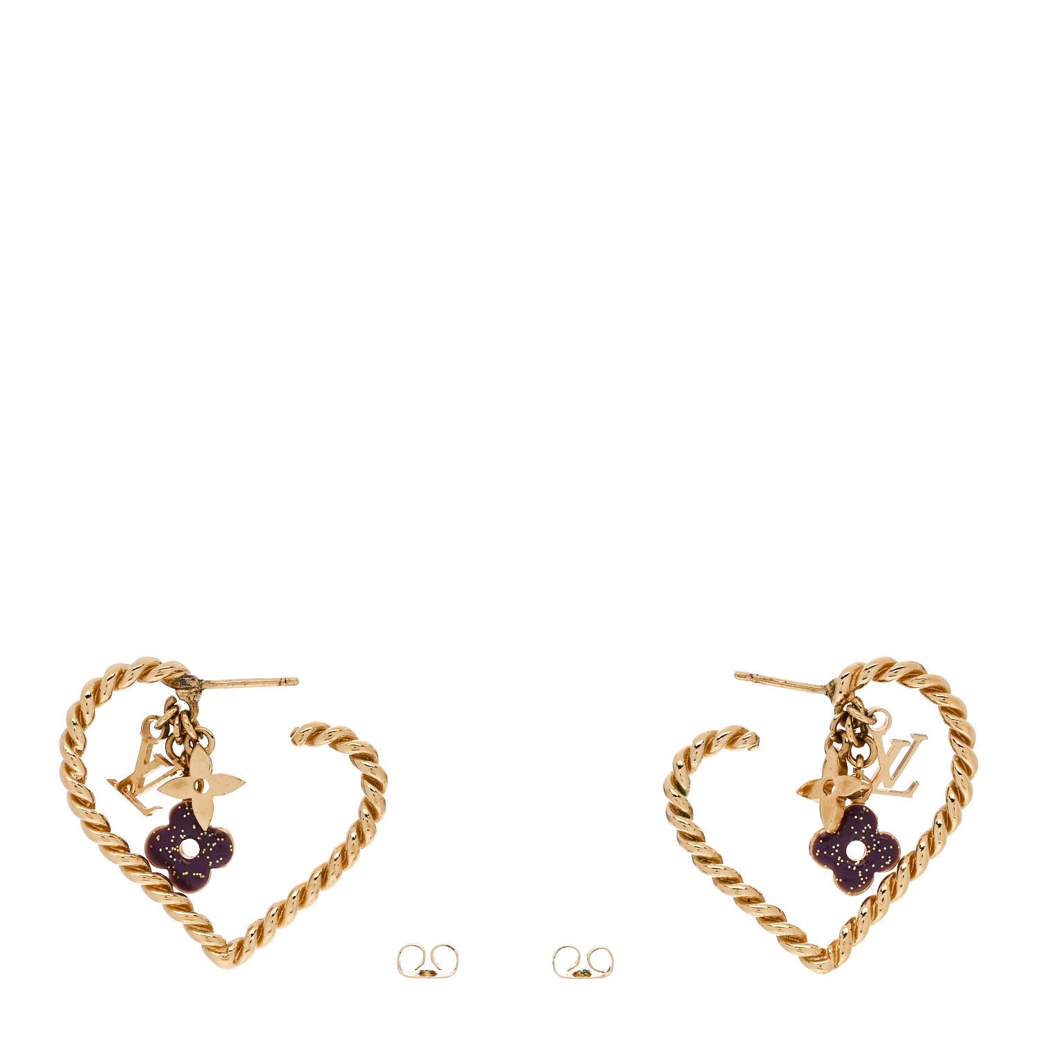 Louis Vuitton Sweet Monogram In My Heart Hoop Earrings Gold 3 of 3