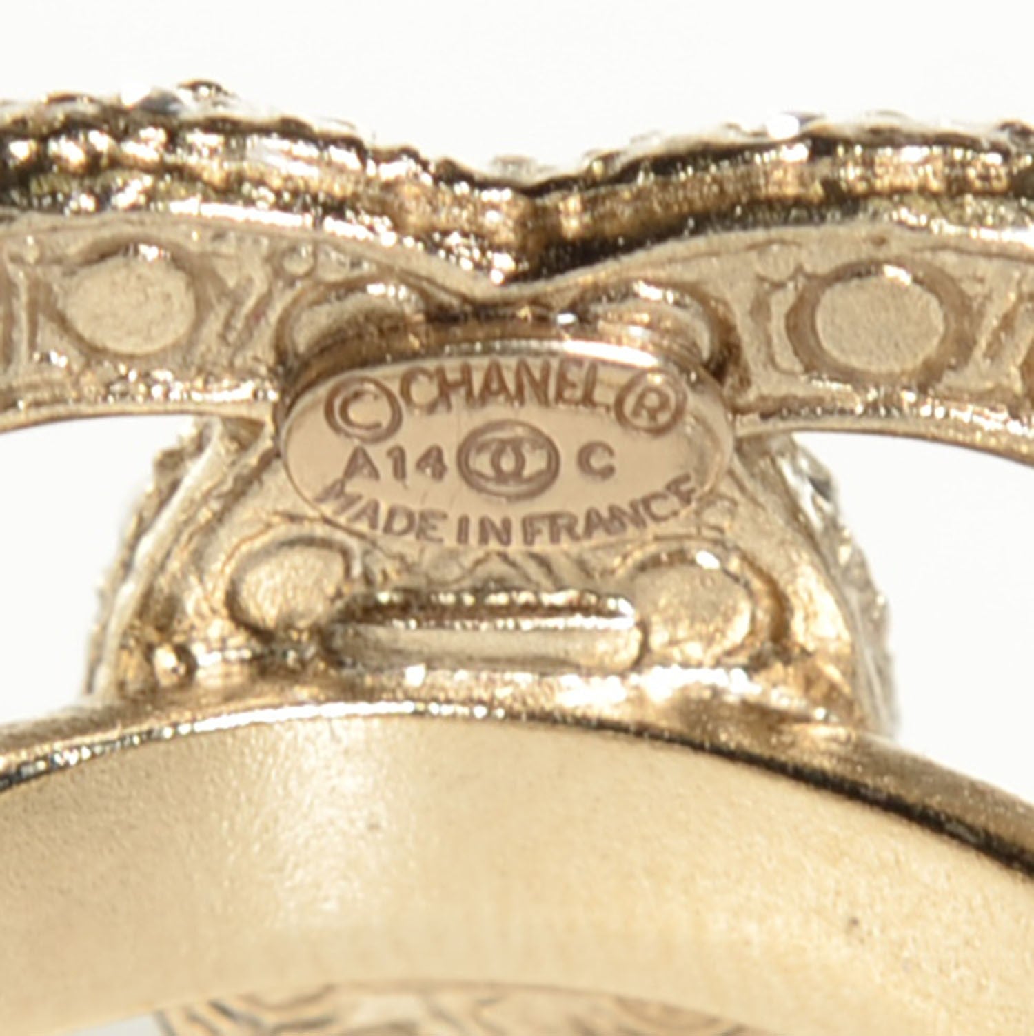 Chanel Pearl Crystal CC Ring 7 Gold 4 of 4