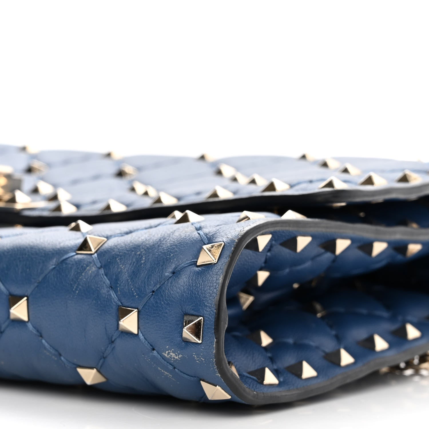 Valentino Garavani Nappa Rockstud Spike Wallet on Chain Pure Blue 9 of 15