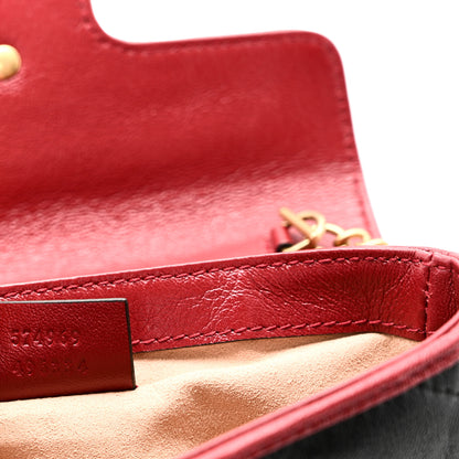 Gucci Vintage Effect Calfskin Matelasse Diagonal Super Mini Torchon GG Marmont Shoulder Bag Black Romantic Cherry 7 of 10