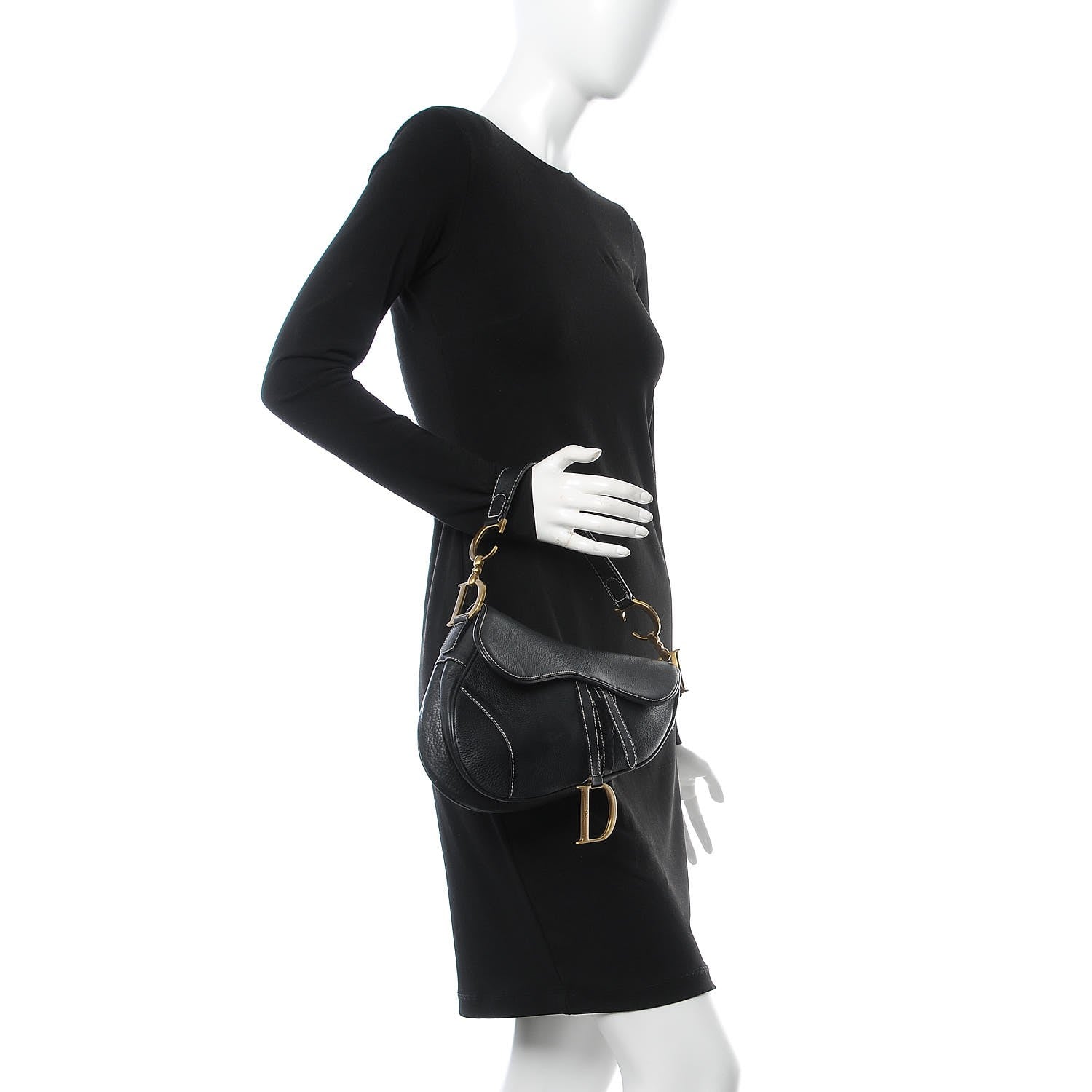 Christian Dior Calfskin Saddle Bag Black 2 of 7