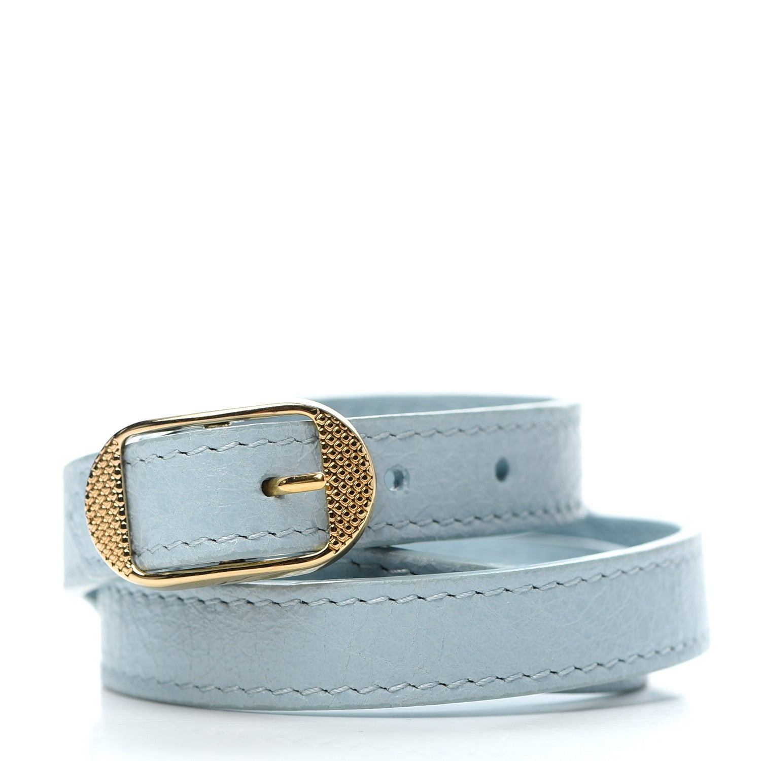 Balenciaga Agneau Giant 12 Gold Hardware Double Tour Bracelet M Bleu Dragee 3 of 5