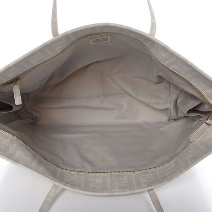 Fendi Zucca Spalmati Floral Embroidered Large Roll Tote White 5 of 13