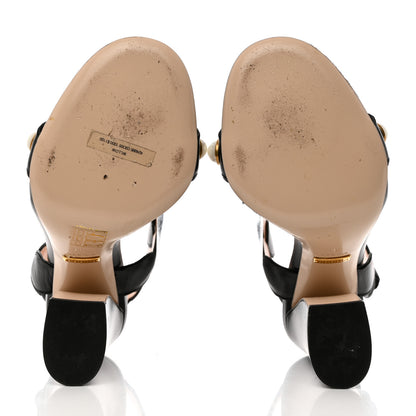 Gucci Nappa Willow Pearl T-Strap Sandals 37 Black 5 of 10