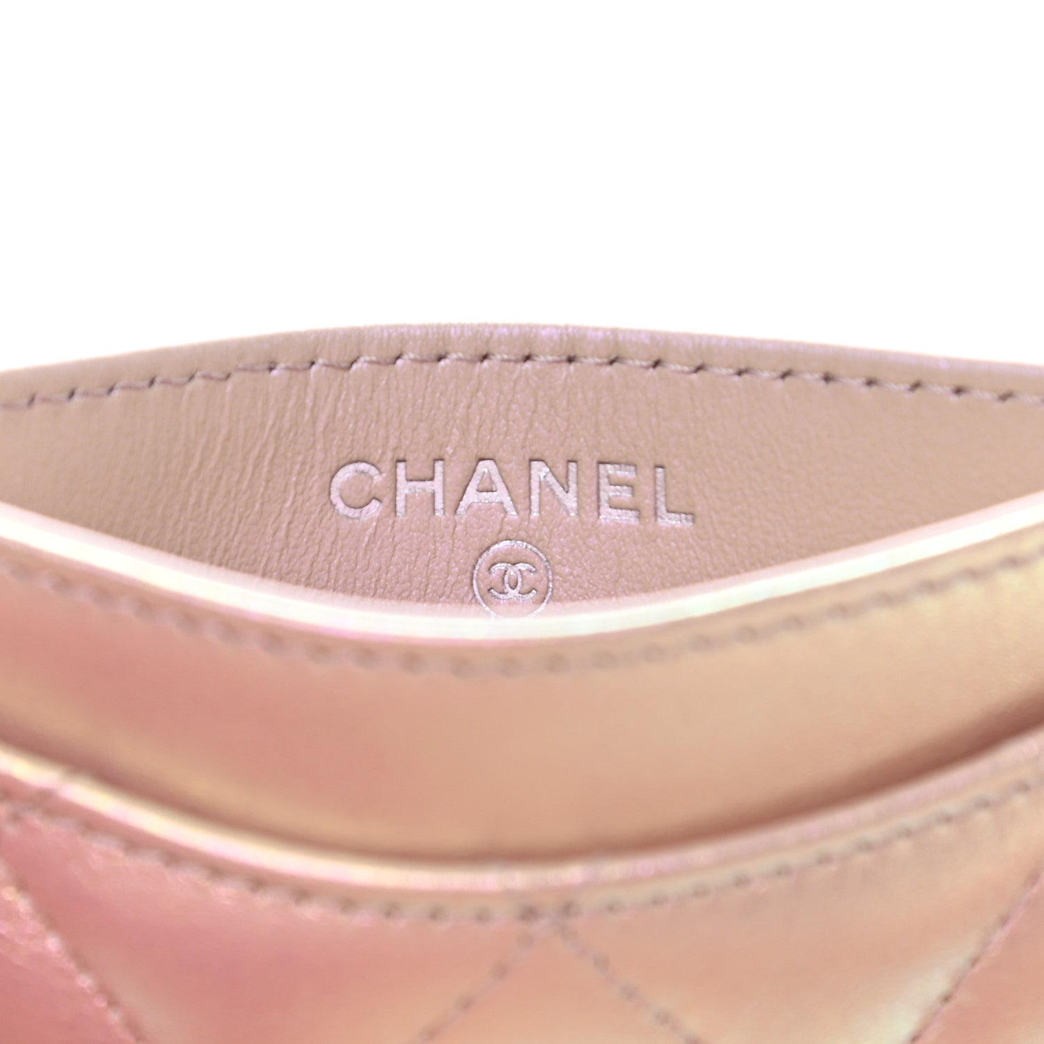 Chanel Iridescent Calfskin Quilted Card Holder Pink 7 of 9