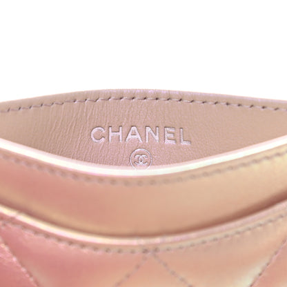 Chanel Iridescent Calfskin Quilted Card Holder Pink 7 of 9