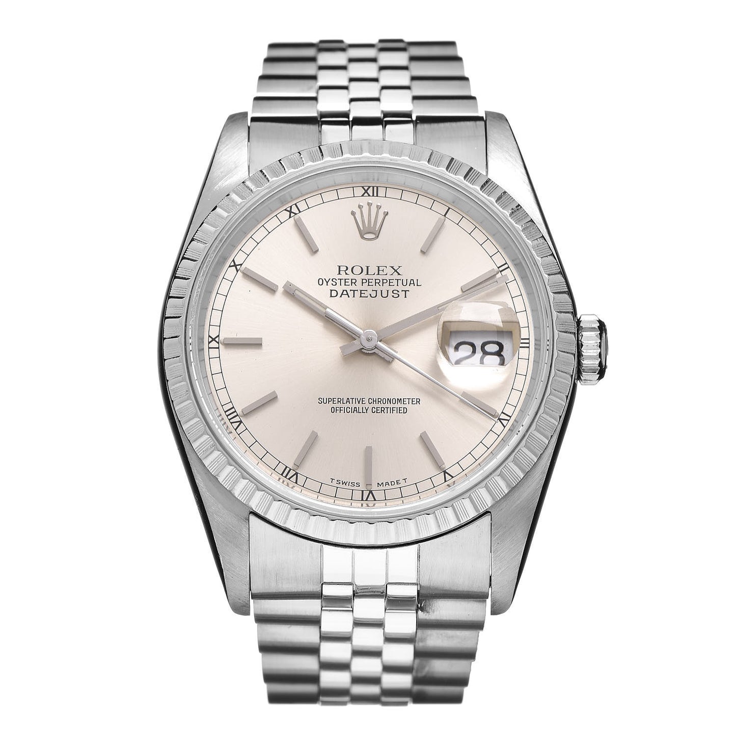Stainless Steel 36mm Oyster Perpetual Datejust Watch Silver 16220