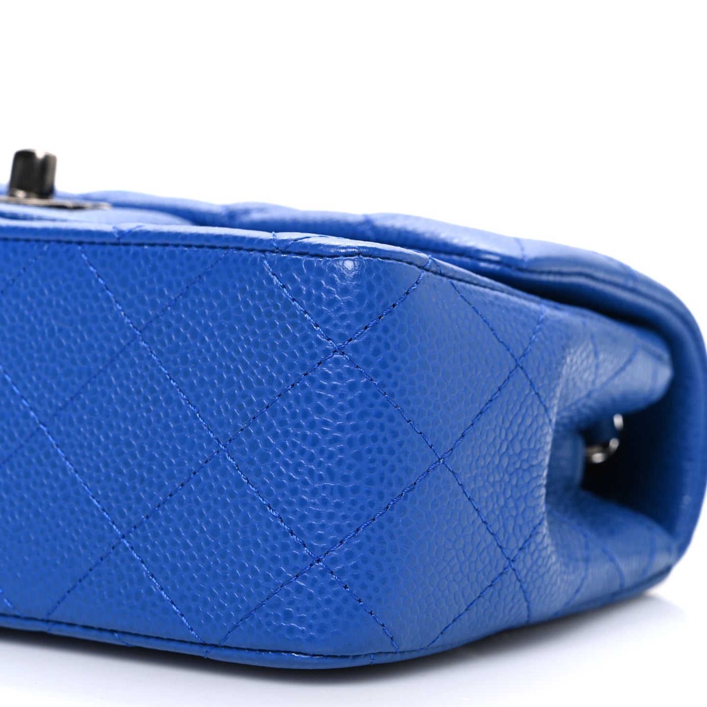 Caviar Quilted Mini Rectangular Flap Blue