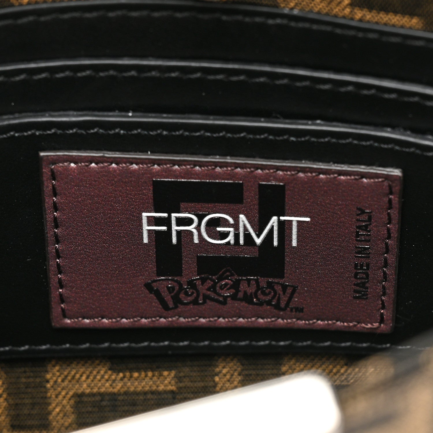 Fendi X FRGMT X POKEMON Fabric Jacquard FF 1974 Pokemon Inlay Peekaboo I See U X Cross Satchel Tobacco Moro Multicolor Black 7 of 10