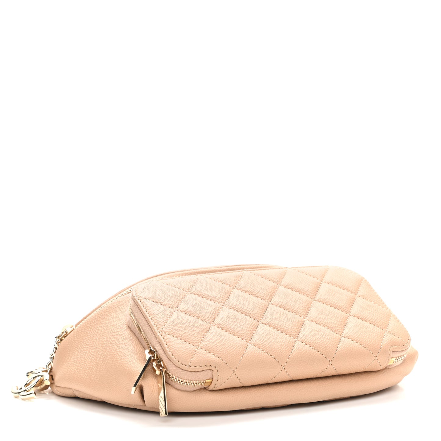 Caviar Quilted Business Affinity Waist Belt Bag Beige