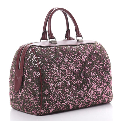 Louis Vuitton Sequin Monogram Sunshine Express Speedy Burgundy 3 of 17