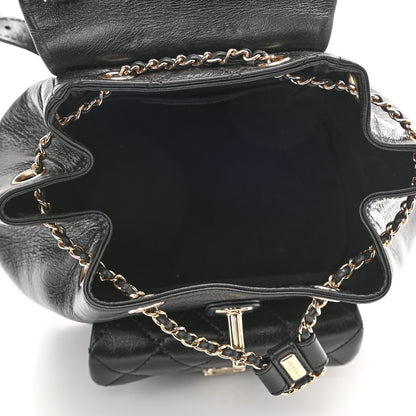 Chanel Glazed Aged Calfskin Quilted Small Duma Drawstring Backpack Black 5 of 10