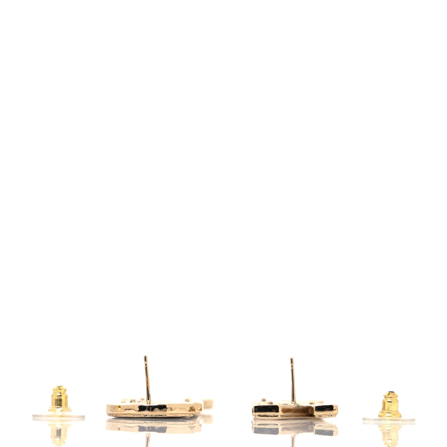 Metal Enamel Cha-Nel Logo Drop Earrings Black White