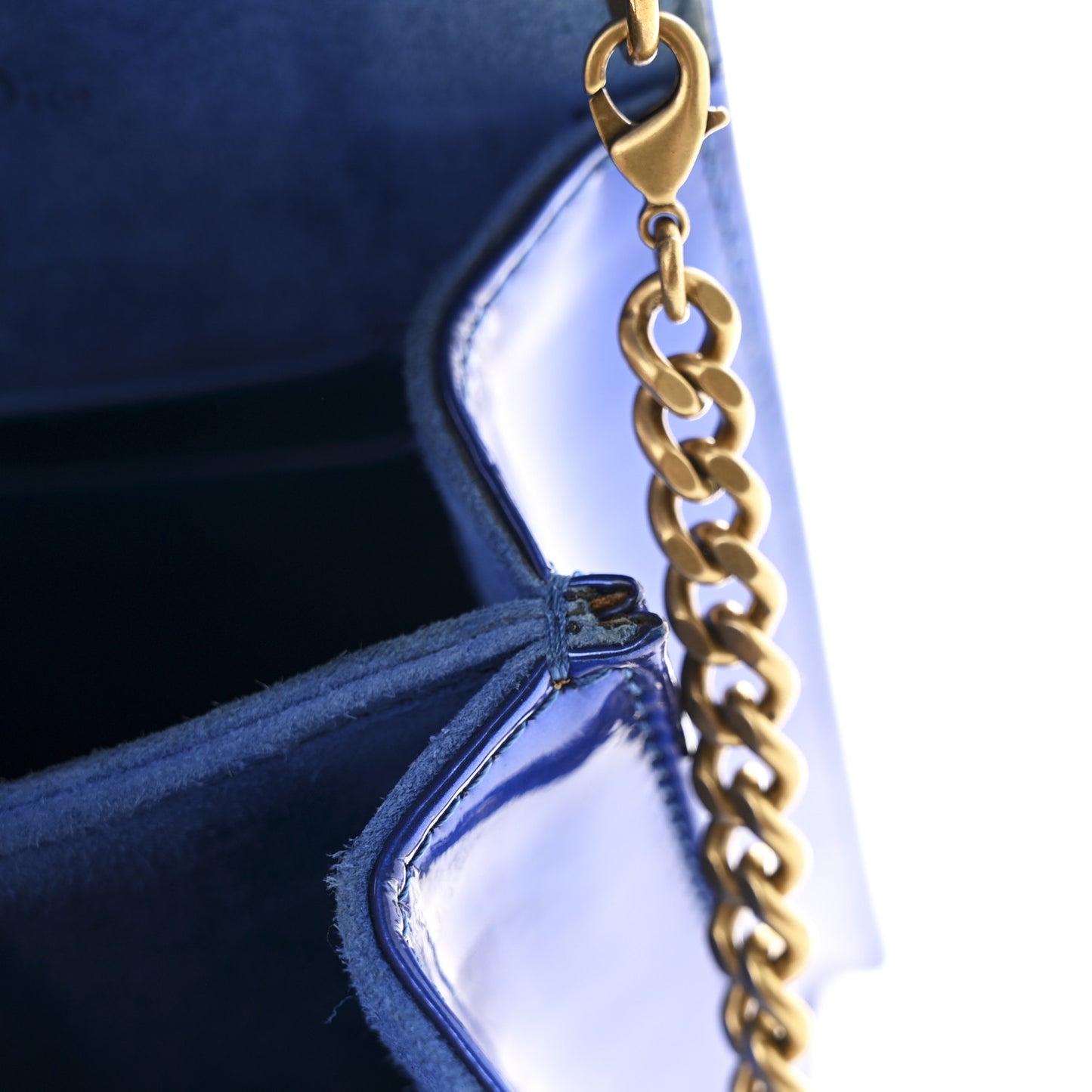 Metallic Calfskin Studded Vertical Diorama Blue