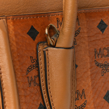 MCM Striped Visetos Small Kathy Double Zip Tote Cognac 15 of 18