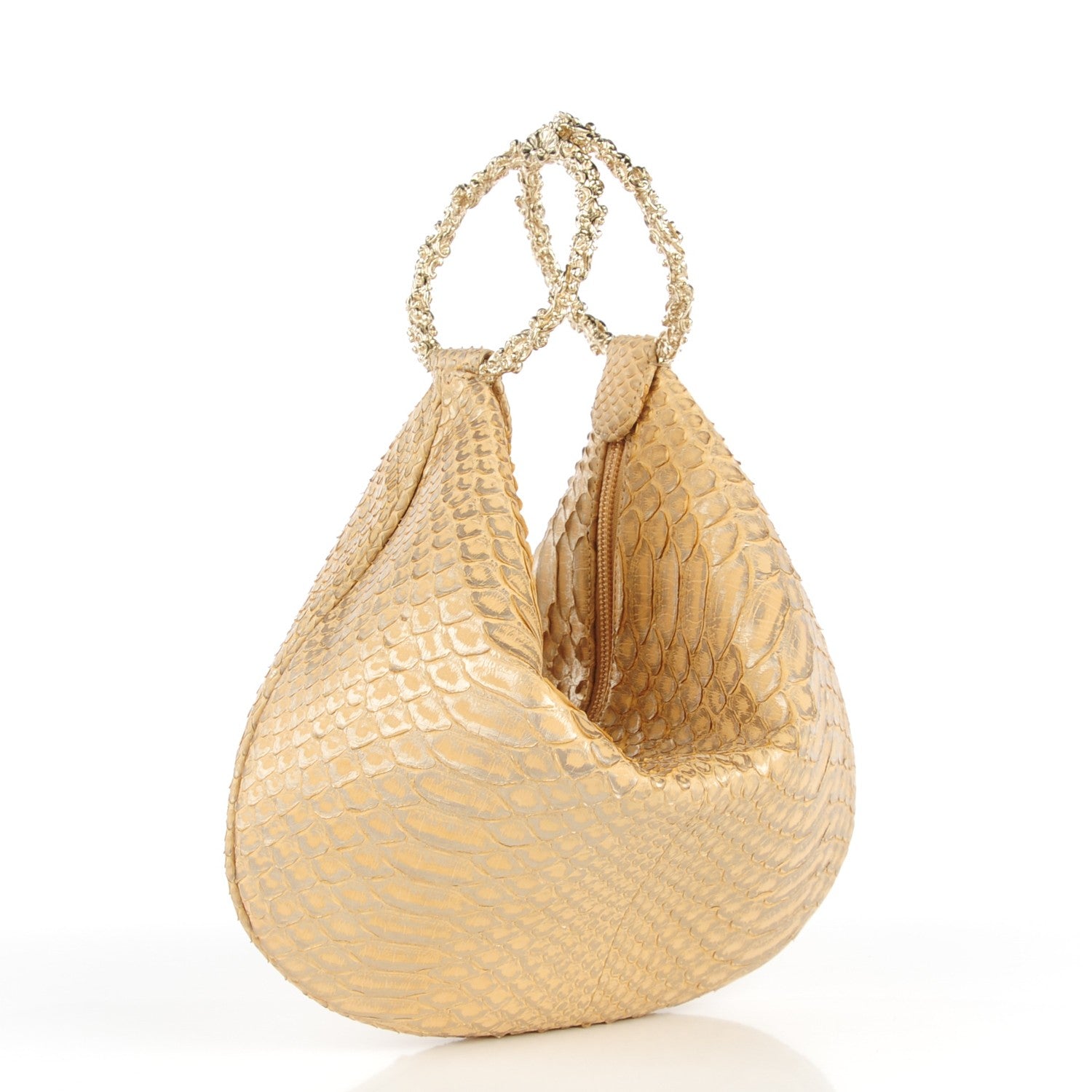 Chanel Python Fortune Cookie Clutch Light Gold 4 of 17