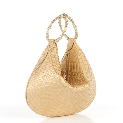 Chanel Python Fortune Cookie Clutch Light Gold 4 of 17