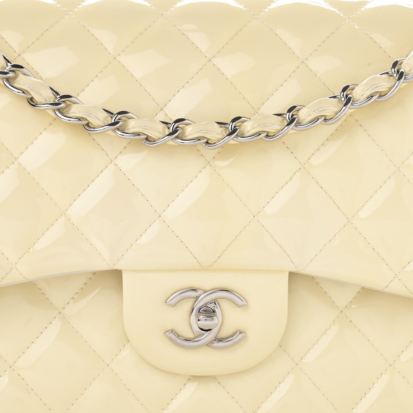 Patent Quilted Jumbo Double Flap Pearl