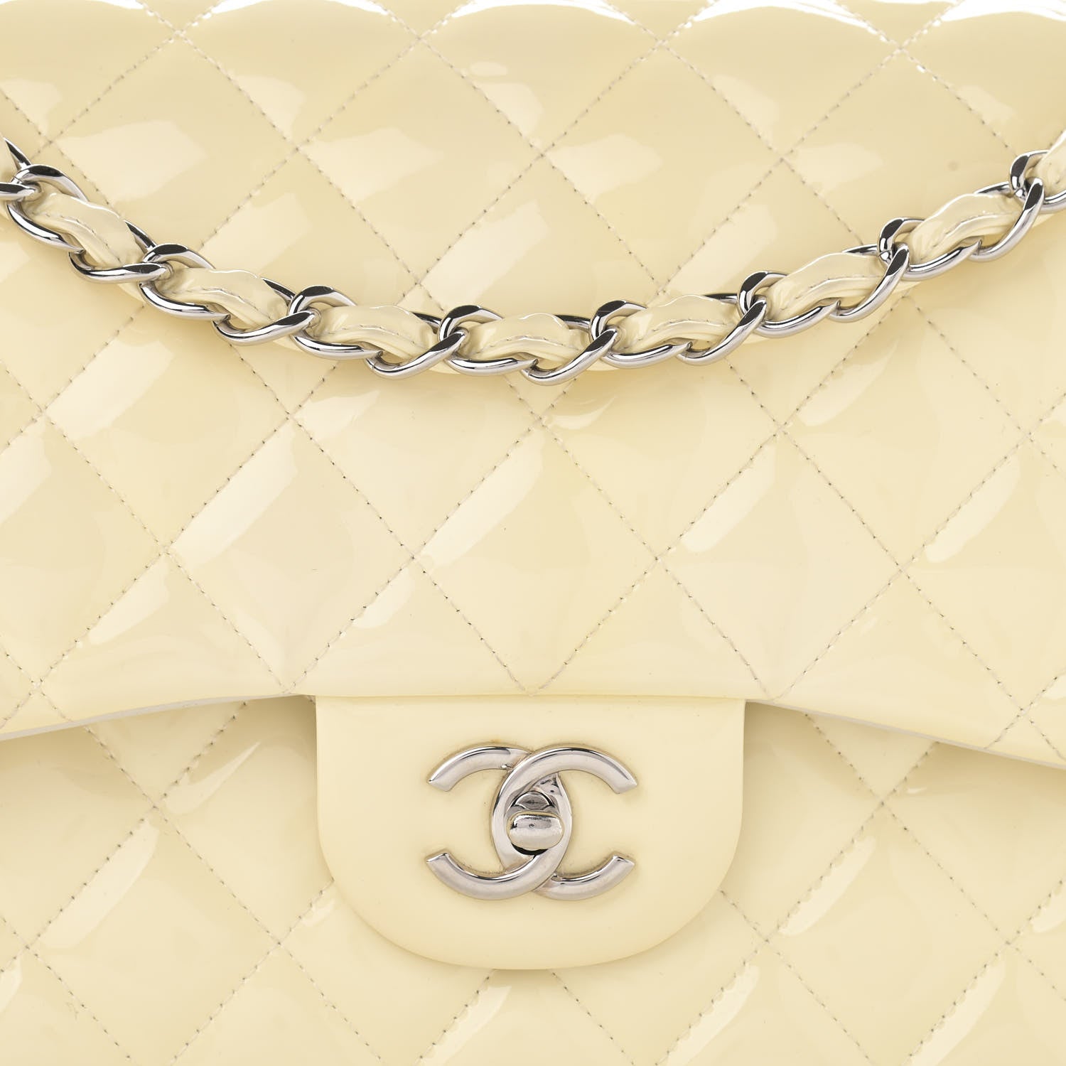 Chanel Patent Quilted Jumbo Double Flap Pearl 7 of 17