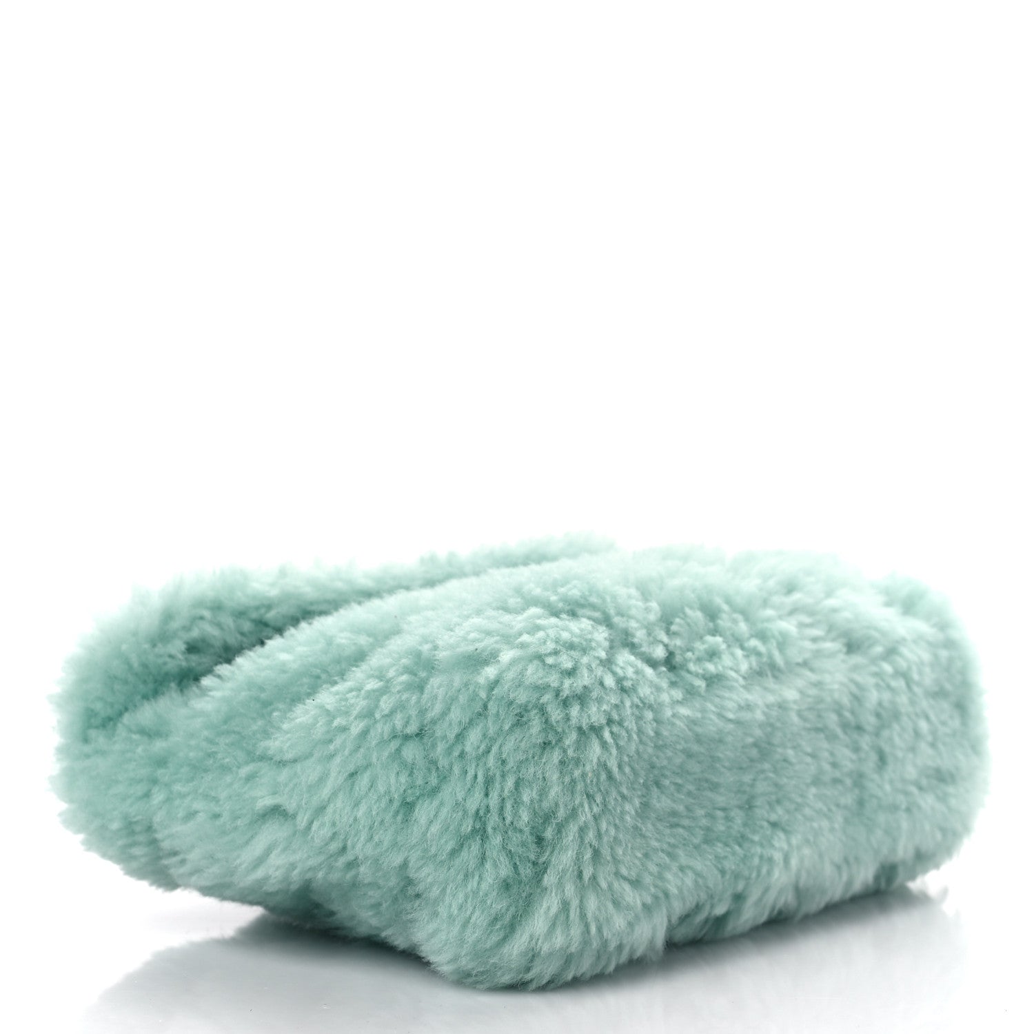 Saint Laurent Shearling Quilted Monogram Loulou Puffer Pouch Clutch Iced Mint 5 of 11