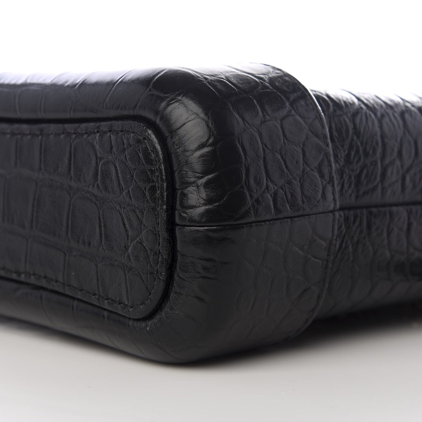 Calfskin Crocodile Embossed Small Gabrielle Cocodile Hobo Black