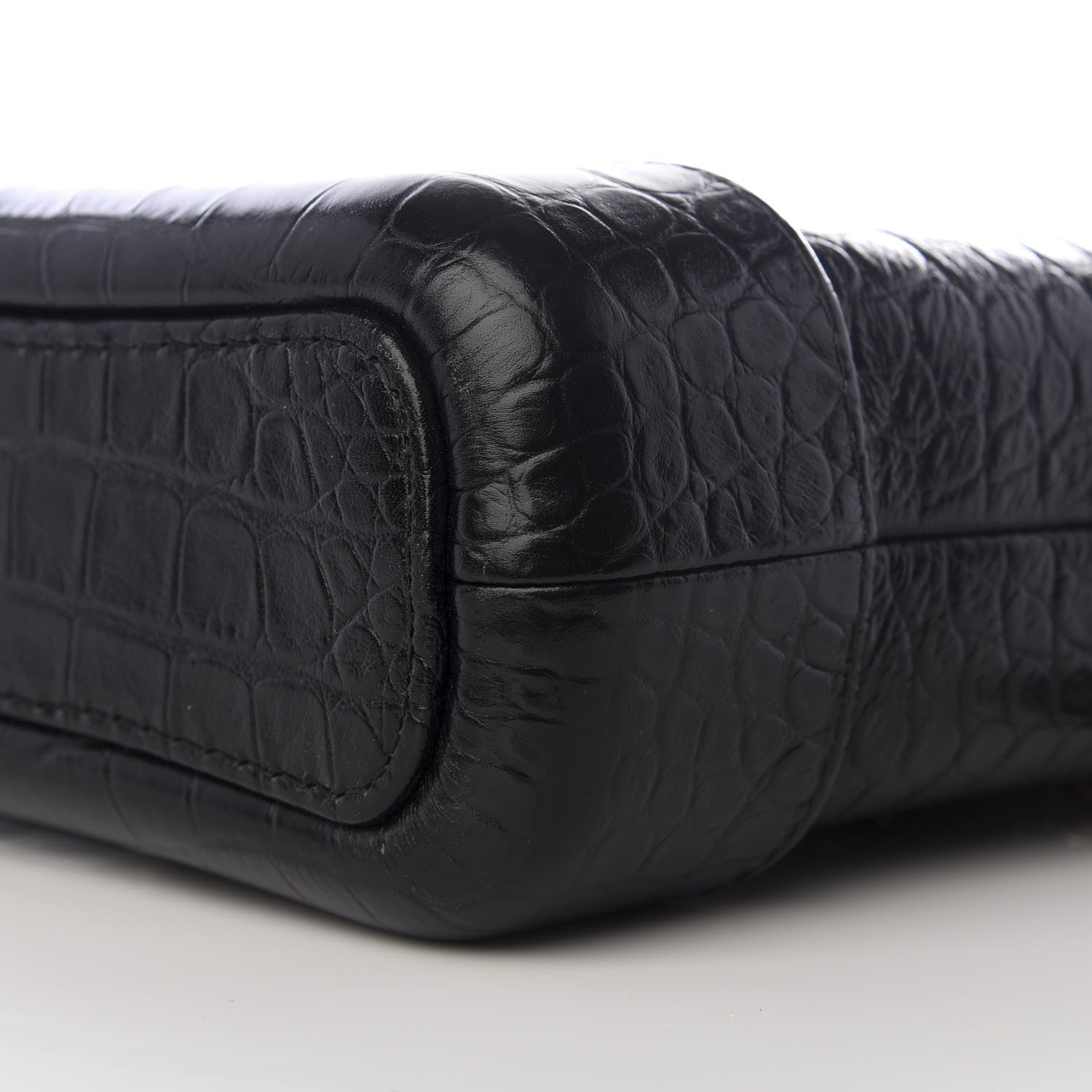 Chanel Calfskin Crocodile Embossed Small Gabrielle Cocodile Hobo Black 8 of 11