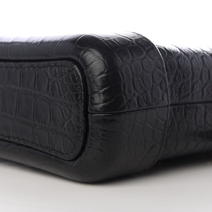 Chanel Calfskin Crocodile Embossed Small Gabrielle Cocodile Hobo Black 8 of 11