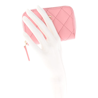 Chanel Caviar Quilted Zip Coin Purse Pink 2 of 10