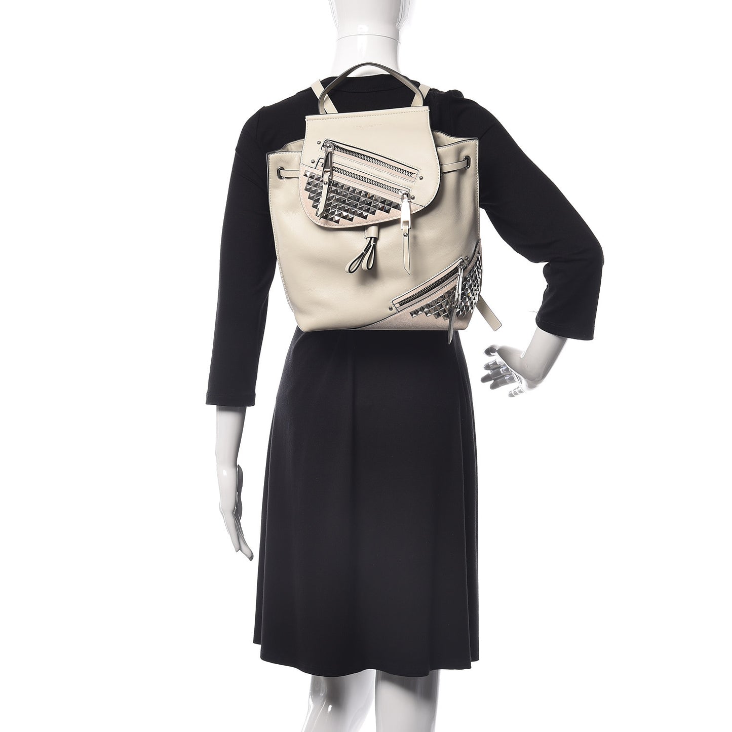 Suede Calfskin Studded Zip Flap Backpack Dove