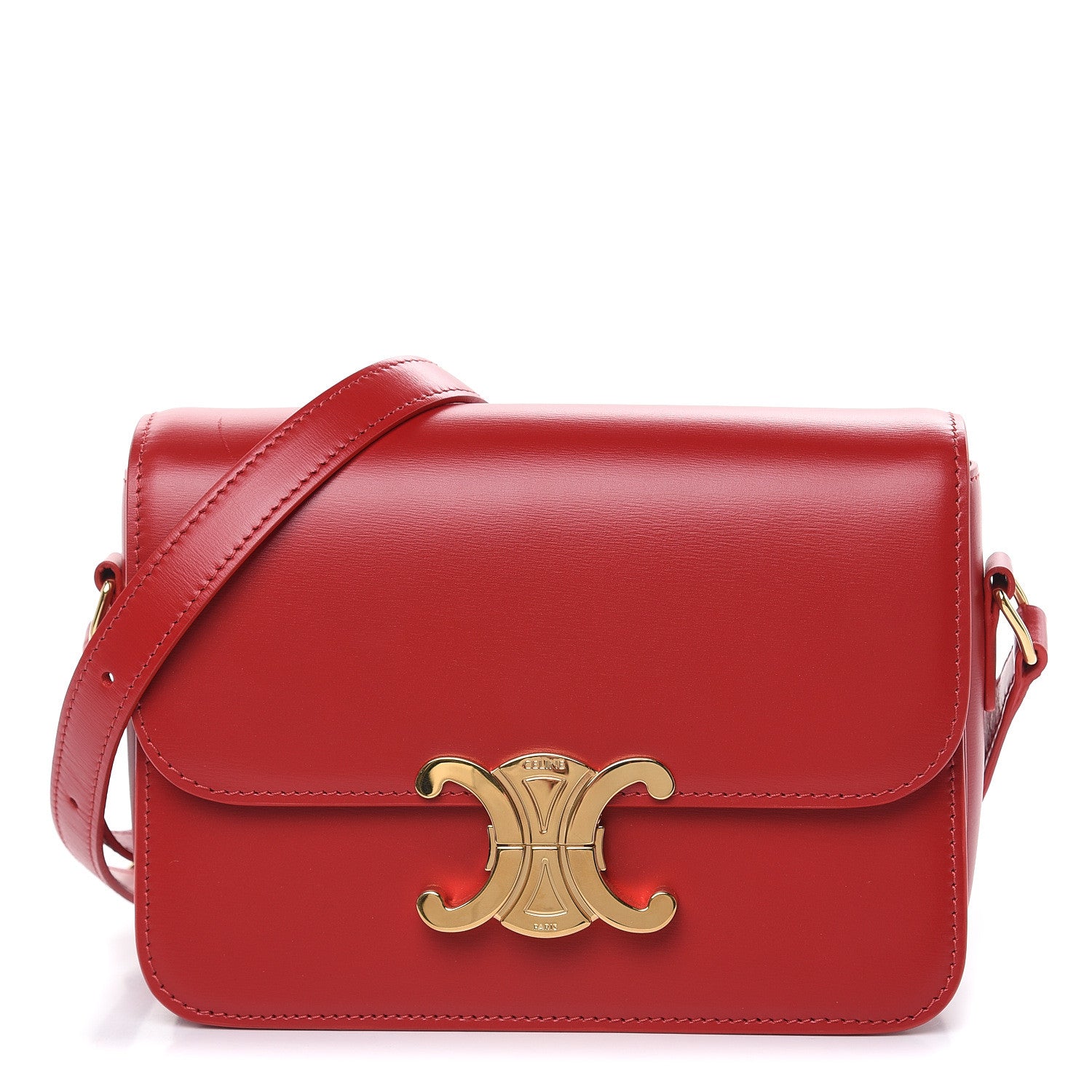 Celine Shiny Calfskin Teen Triomphe Red 1 of 11