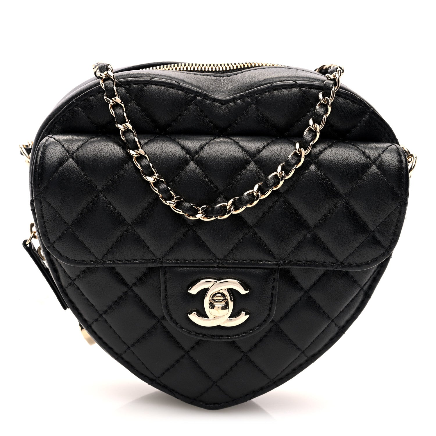 Chanel Lambskin Quilted CC In Love Heart Bag Black 1 of 9
