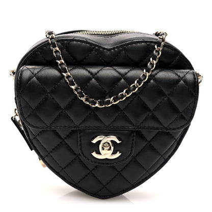 Chanel Lambskin Quilted CC In Love Heart Bag Black 1 of 9