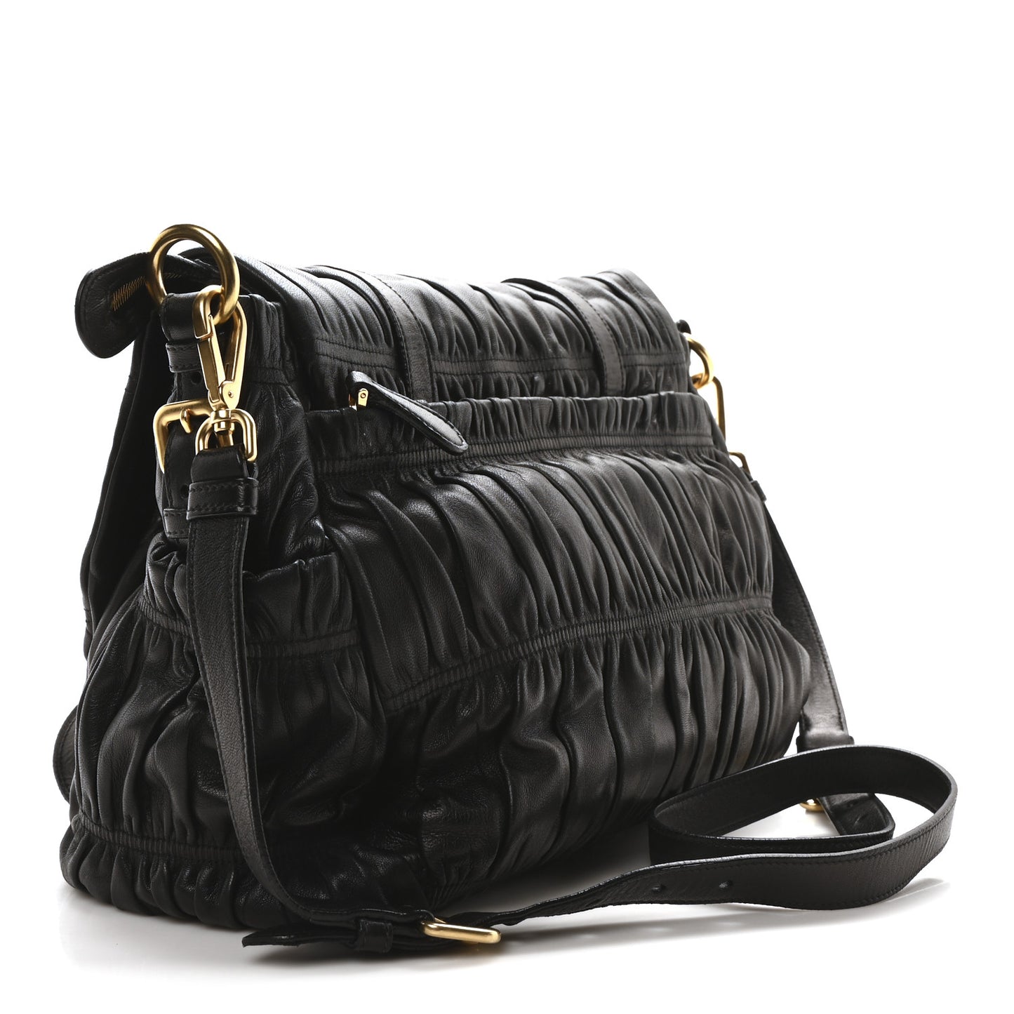 Nappa Gaufre Messenger Tote Black