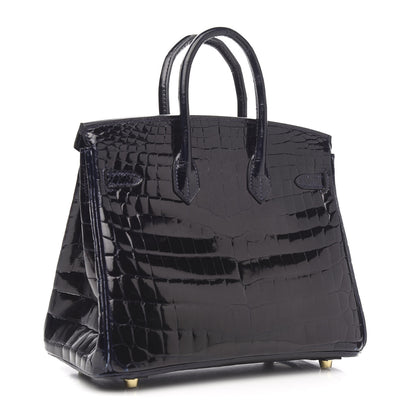 Hermes Shiny Niloticus Crocodile Birkin 25 Bleu Marine Bleu Marine 2 of 30
