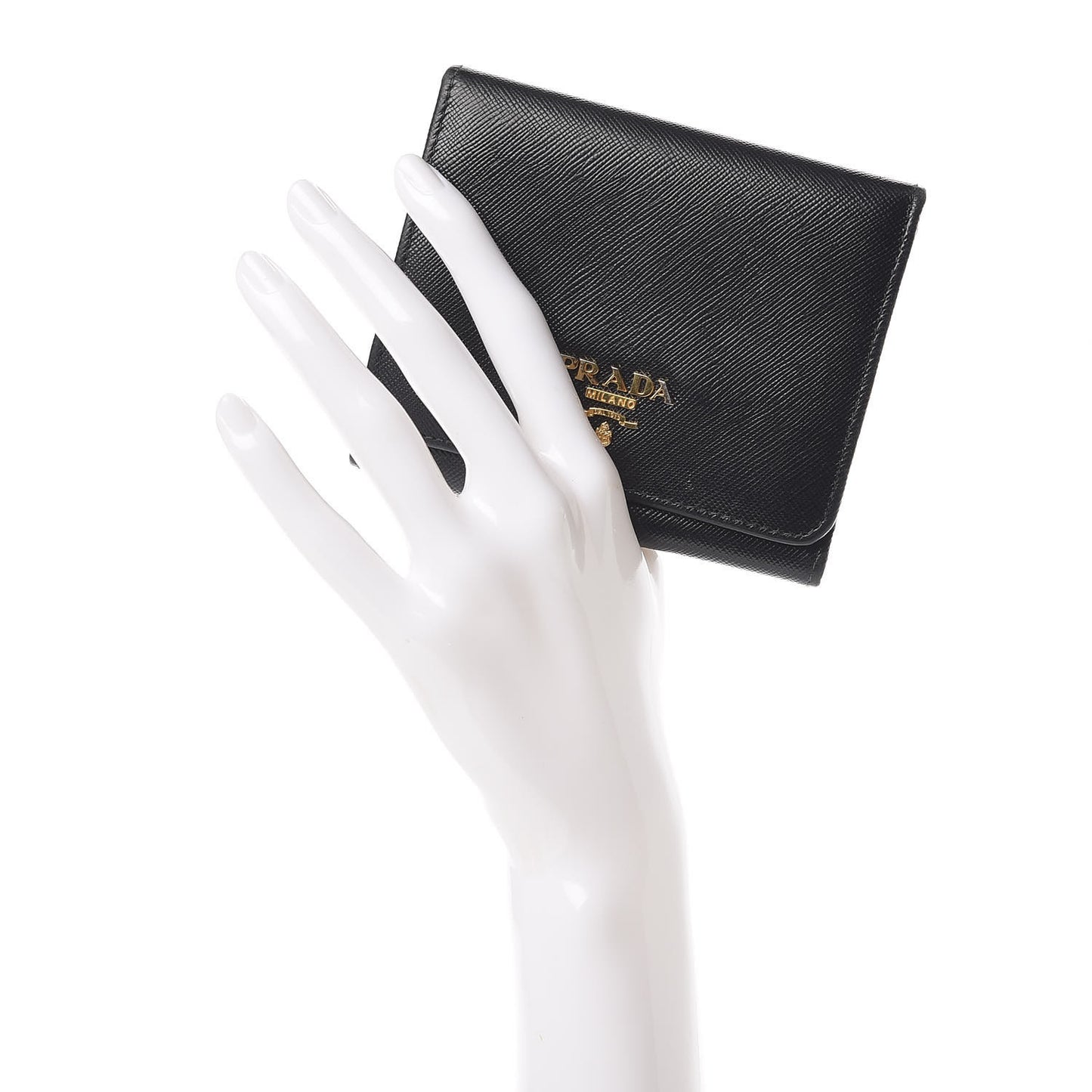 Saffiano Tri-Fold Compact Wallet Black