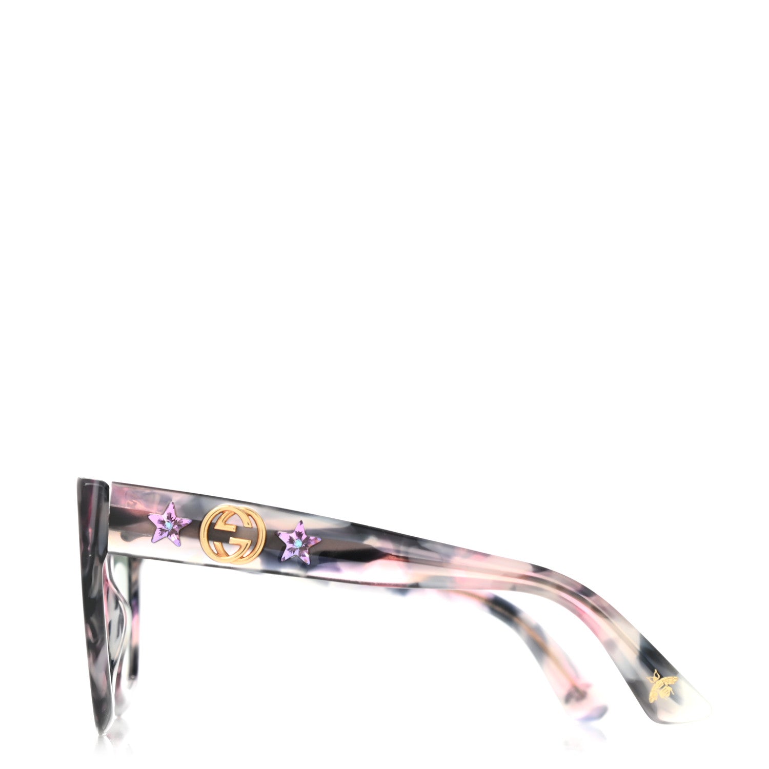 Gucci Acetate Round Frame Star Sunglasses GG0208S Grey Pink 3 of 7