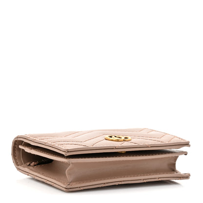 Gucci Calfskin Matelasse GG Marmont Card Case Wallet Porcelain Rose 4 of 10