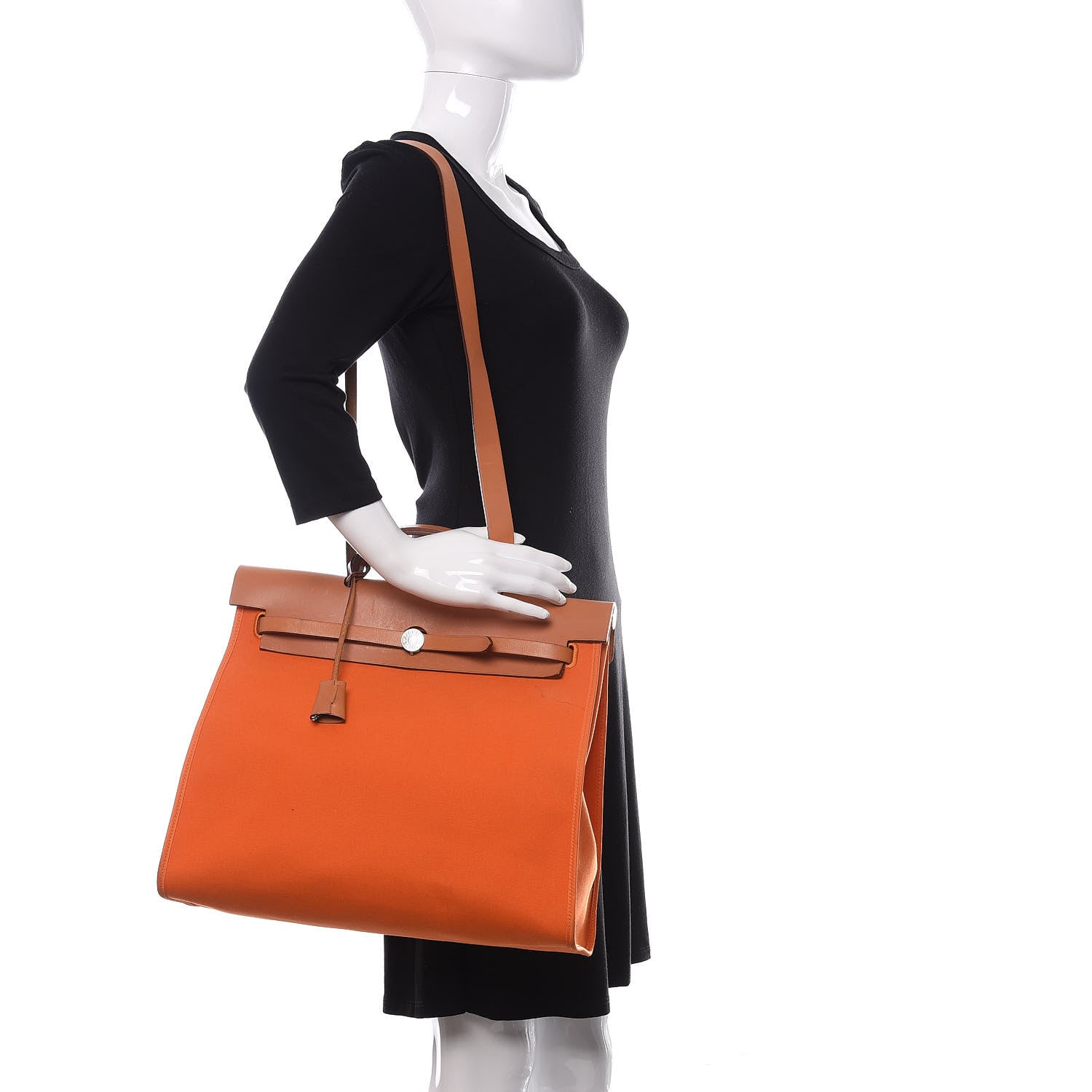 Hermes Vache Hunter Toile Herbag Zip 39 PM Orange 3 of 19