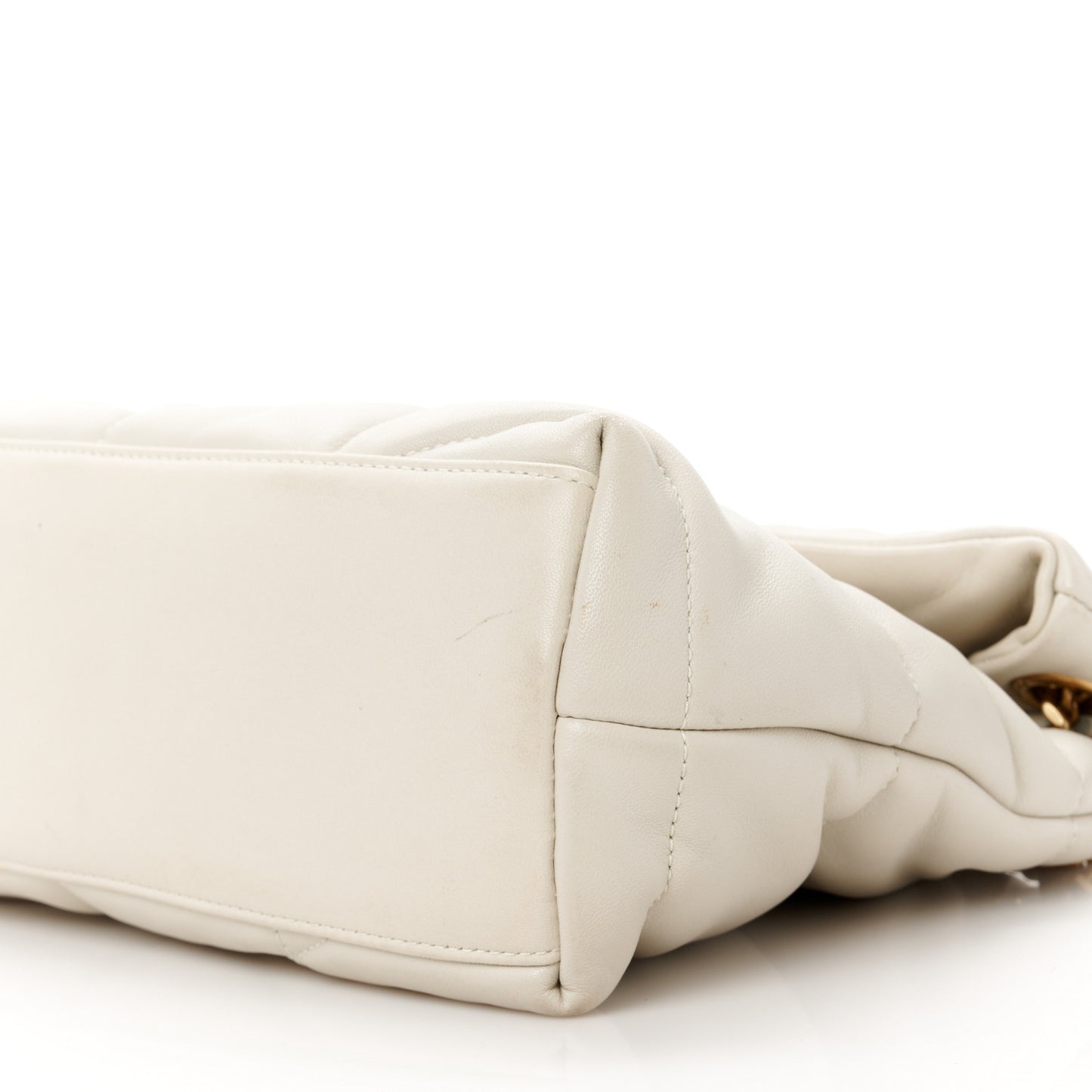 Lambskin Quilted Small Loulou Puffer Monogram Chain Satchel Crema Soft