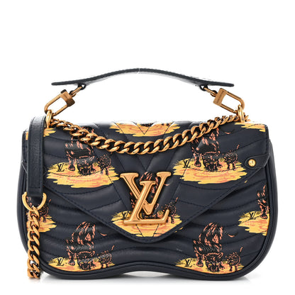 Louis Vuitton Calfskin Leopard Print New Wave Chain MM Navy 1 of 11