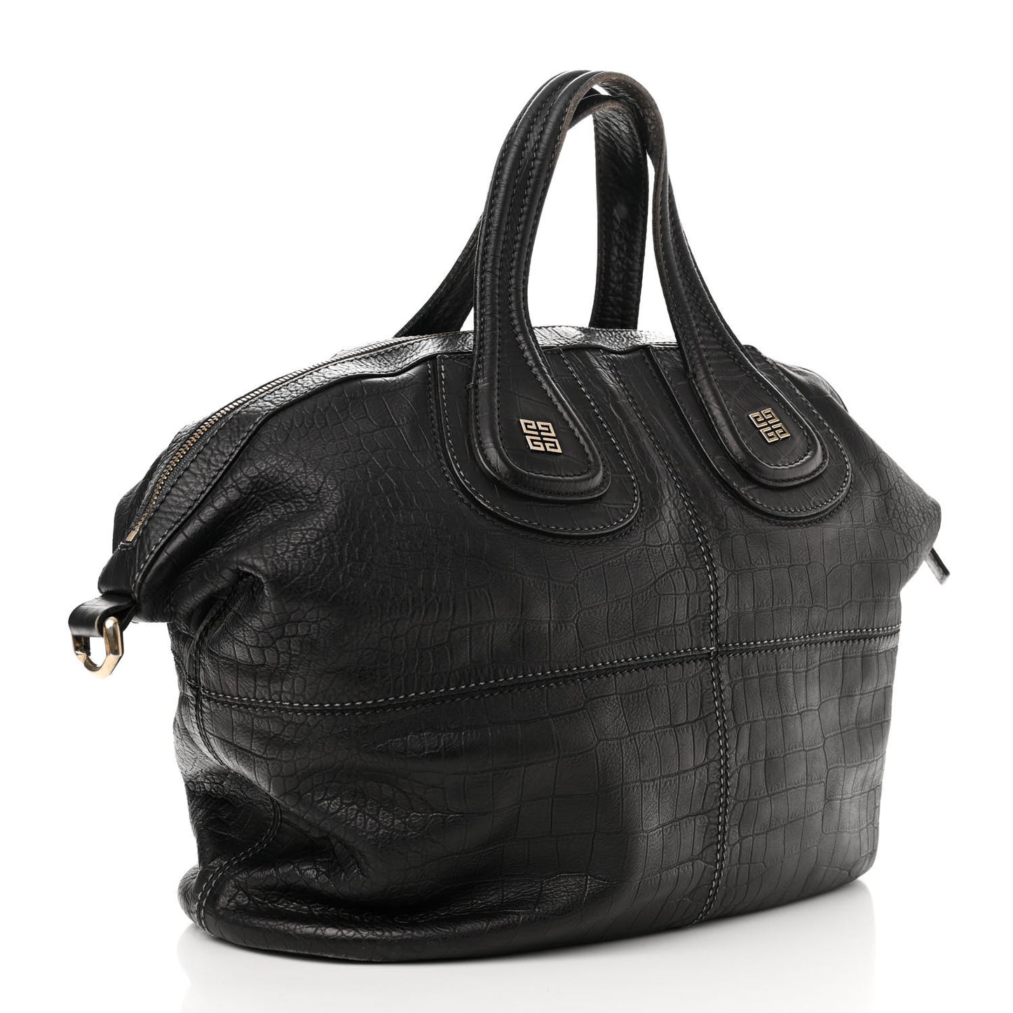 Calfskin Crocodile Embossed Medium Nightingale Black