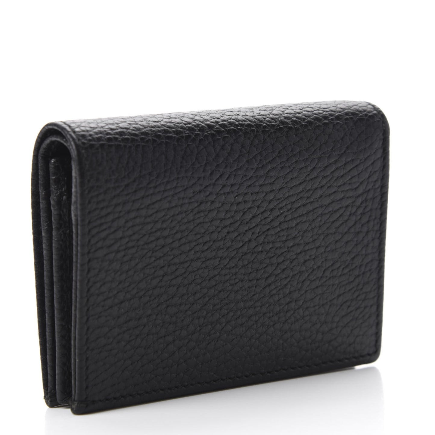 Pebbled Calfskin Butterfly Card Case Black