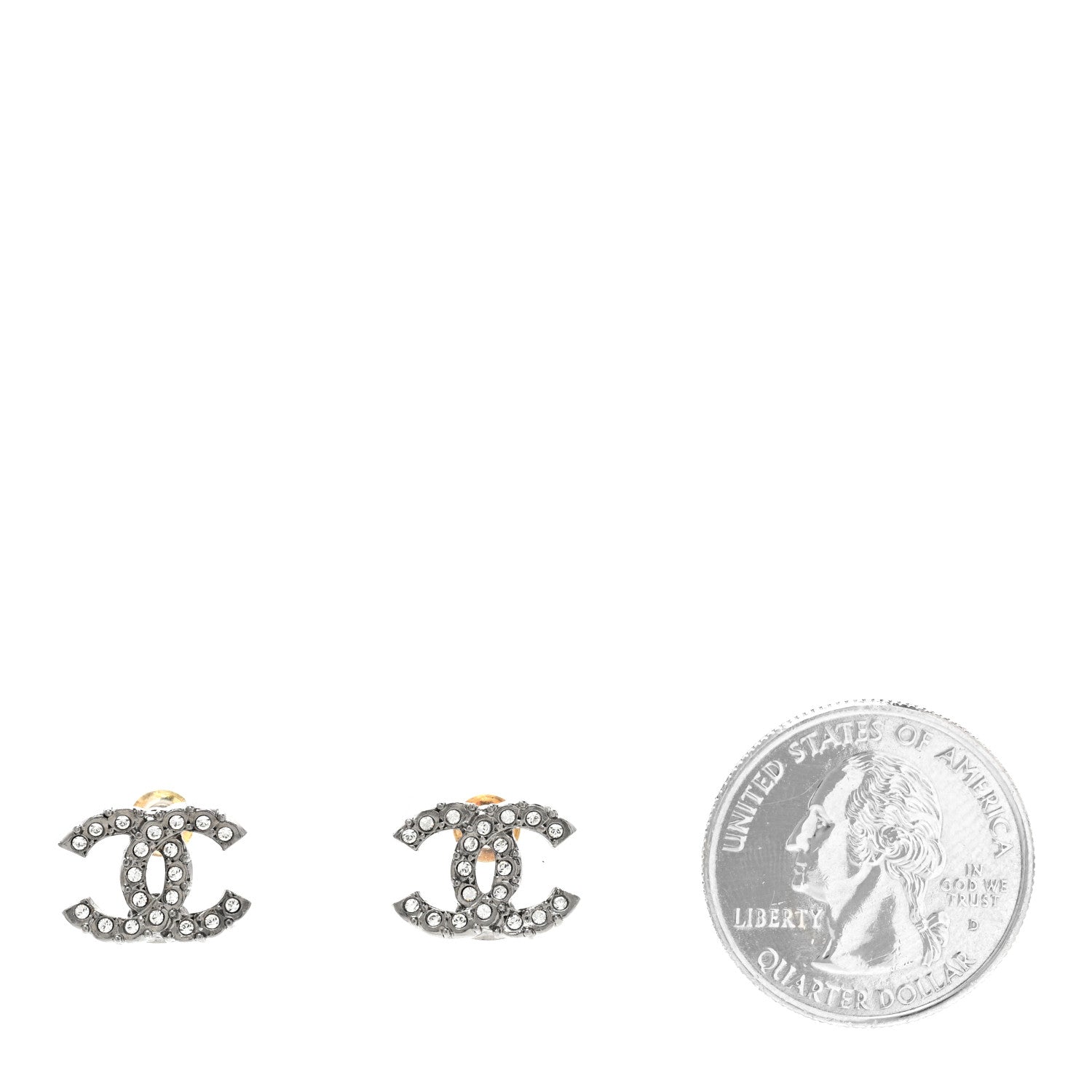 Chanel Ruthenium CHANEL Crystal Studded CC Earrings 2 of 4