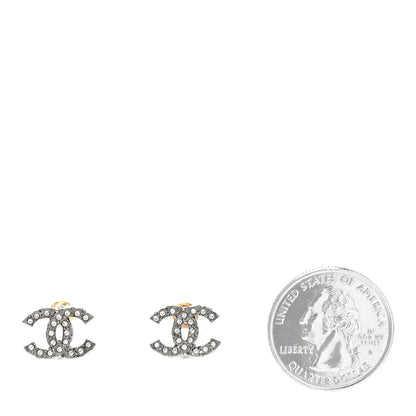 Chanel Ruthenium CHANEL Crystal Studded CC Earrings 2 of 4