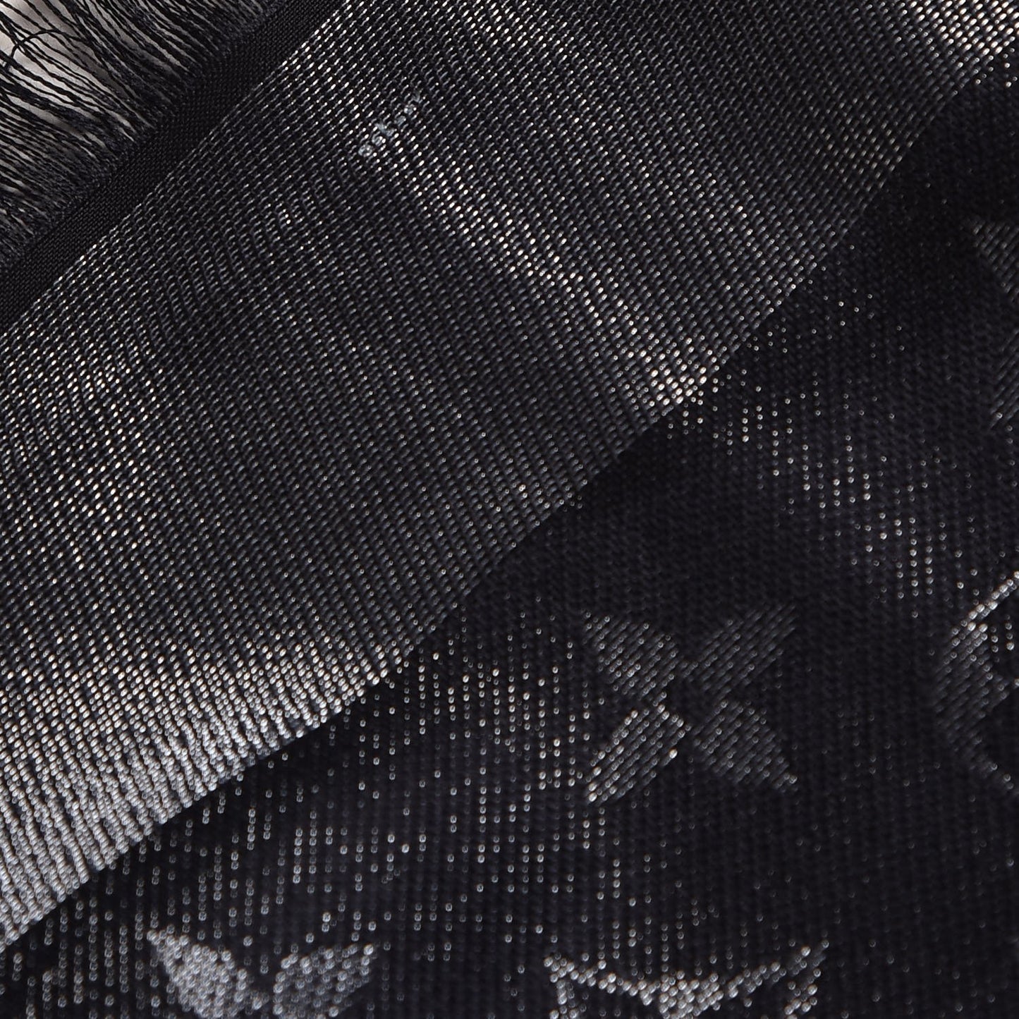 Silk Lurex Wool Monogram Shine Shawl Black