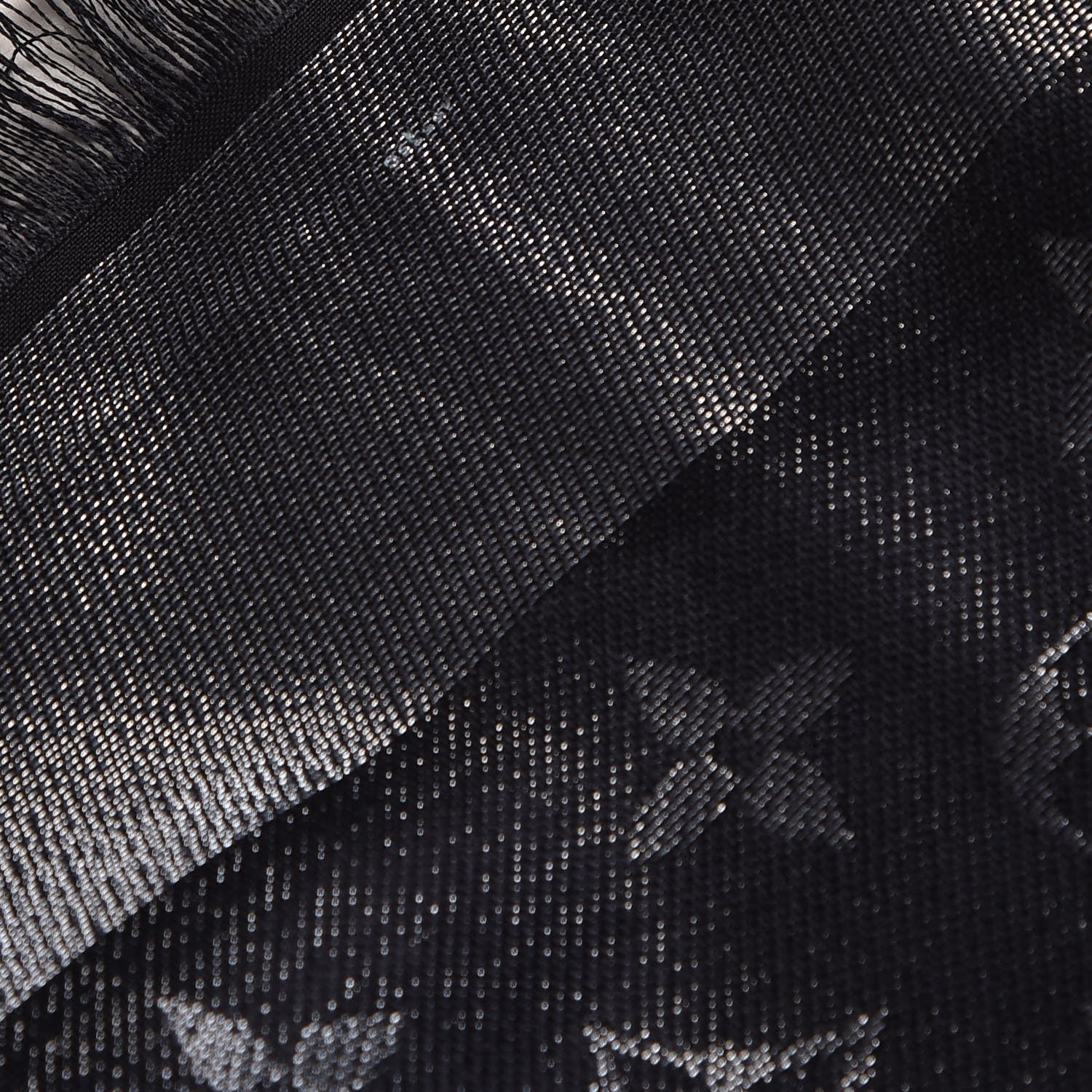 Louis Vuitton Silk Lurex Wool Monogram Shine Shawl Black 6 of 7
