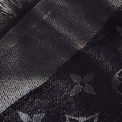 Louis Vuitton Silk Lurex Wool Monogram Shine Shawl Black 6 of 7