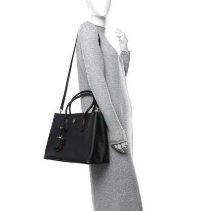 Prada Saffiano Cuir Large Double Bag Black Fuoco 2 of 12