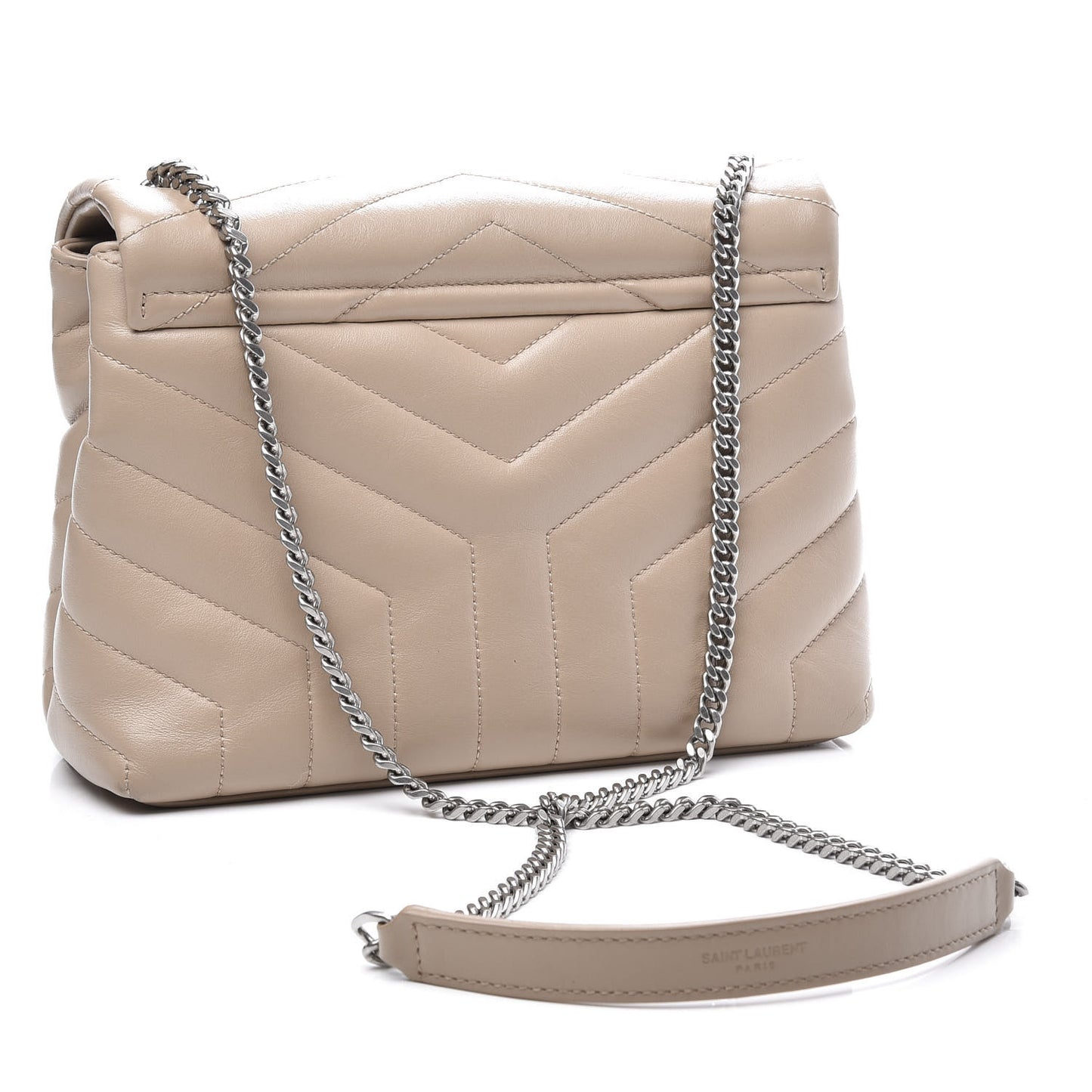 Calfskin Y Quilted Monogram Small Loulou Chain Satchel Dark Beige