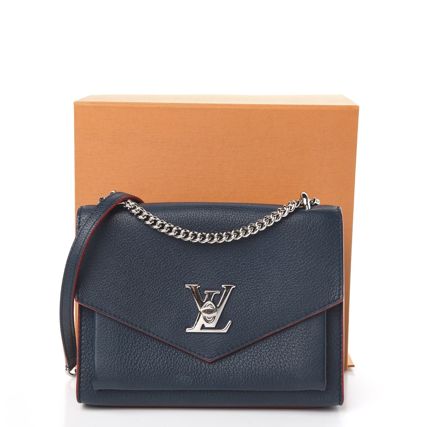Soft Calfskin Mylockme Chain Bag BB Marine Rouge